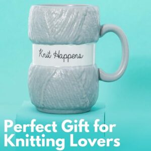 Boxer Gifts 'Knit Happens' Novelty Knitting Gift Mug | Light Blue Colour With Realistic Yarn Detailing | Amazing Christmas, Birthday Or Mother's Day Gift For Her