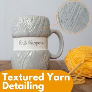 Boxer Gifts 'Knit Happens' Novelty Knitting Gift Mug | Light Blue Colour With Realistic Yarn Detailing | Amazing Christmas, Birthday Or Mother's Day Gift For Her