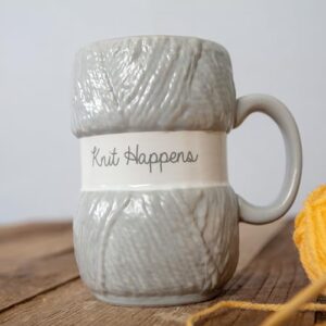 Boxer Gifts 'Knit Happens' Novelty Knitting Gift Mug | Light Blue Colour With Realistic Yarn Detailing | Amazing Christmas, Birthday Or Mother's Day Gift For Her