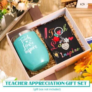 12 Pcs Teacher Appreciation Christmas Gift Bulk for Women, 12oz Wine Cup with Mini Journal Notepads Keychains Basket Thank You Retirement Gifts