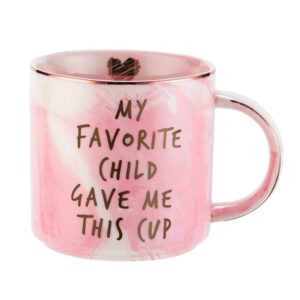hendson mom gifts from daughter son - birthday gift for mother - mothers day, christmas, new moms coffee mug novelty gift for women - my favorite child gave me this cup - pink marble mug, 11.5oz