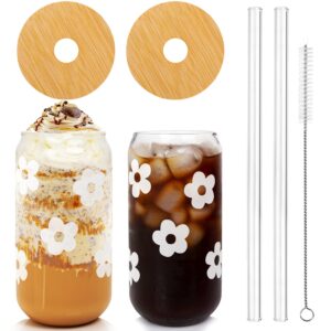 mason life glass cups with lids and straws, 20oz glass cups, drinking glasses, iced coffee glasses cup, smoothie cups, tumbler glass, reusable boba cup drinking glasses -set of 2