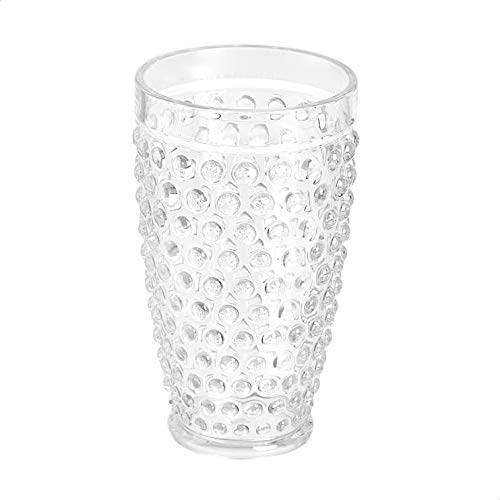 Amazon Basics 12-Piece Tritan Plastic drinkware Set - Hobnail Highball and Double Old Fashioned, 6-Pieces Each, 18oz./13oz., Clear