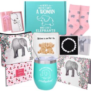 elephant gifts for women, birthday gifts for elephant lovers, elephant gifts for wedding thanksgiving christmas mother's day, funny wine tumbler, elephant bracelet, keychain, jewelry dish, bag, socks
