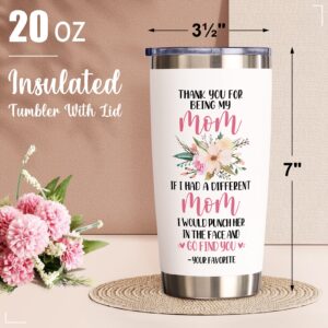 Fimibuke Gifts for Mom from Daughter, Son - 20 OZ Tumbler Christmas Gifts Mom Gifts for Mom, Mother-in-Law, Wife, Women - Thanks Mom Insulated Cups Funny Birthday Presents Boxed Gift from Kids Husband