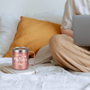 Gtmileo Mothers Day Gifts for Mom, Happy Mothers Day Stainless Steel Insulated Coffee Mug, Mom Gifts from Daughter Son, Birthday Christmas Gifts for Mom New Mom Mom to Be Mother Women(12oz, Rose Gold)