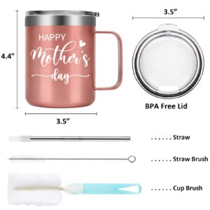 Gtmileo Mothers Day Gifts for Mom, Happy Mothers Day Stainless Steel Insulated Coffee Mug, Mom Gifts from Daughter Son, Birthday Christmas Gifts for Mom New Mom Mom to Be Mother Women(12oz, Rose Gold)