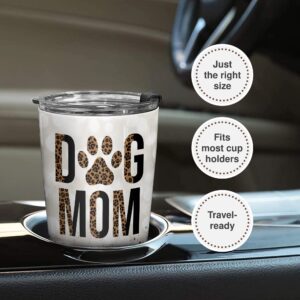 Vprintes Dog Mom Gifts for Women - Gifts for Dog Lovers Women - Dog Lovers Gifts for Women, Dog Mug, Dog Mom Mothers Day Gifts - Dog Mom Leopard 20oz Stainless Steel Tumbler