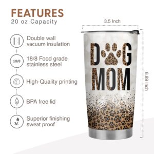 Vprintes Dog Mom Gifts for Women - Gifts for Dog Lovers Women - Dog Lovers Gifts for Women, Dog Mug, Dog Mom Mothers Day Gifts - Dog Mom Leopard 20oz Stainless Steel Tumbler