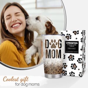 Vprintes Dog Mom Gifts for Women - Gifts for Dog Lovers Women - Dog Lovers Gifts for Women, Dog Mug, Dog Mom Mothers Day Gifts - Dog Mom Leopard 20oz Stainless Steel Tumbler