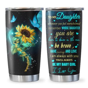 qatdey daughter gift from mom/dad, birthday gifts for daughter adult from mother, best gift ideas for grown daughters coffee tumbler 20oz, to my daughter gift, graduation gifts for daughter coffee cup