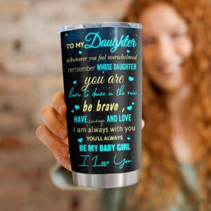 Qatdey Daughter Gift from Mom/Dad, Birthday Gifts for Daughter Adult from Mother, Best Gift Ideas for Grown Daughters Coffee Tumbler 20oz, To My Daughter Gift, Graduation Gifts for Daughter Coffee Cup