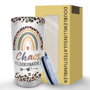 Coolertaste Chaos Coordinator Gifts, Chaos Coordinator Tumbler 20oz, Staff Appreciation Gift Ideas, Thank You Gifts for Teacher, Best Boss Gifts For Women, Unique Birthday Gifts for Women Coworker