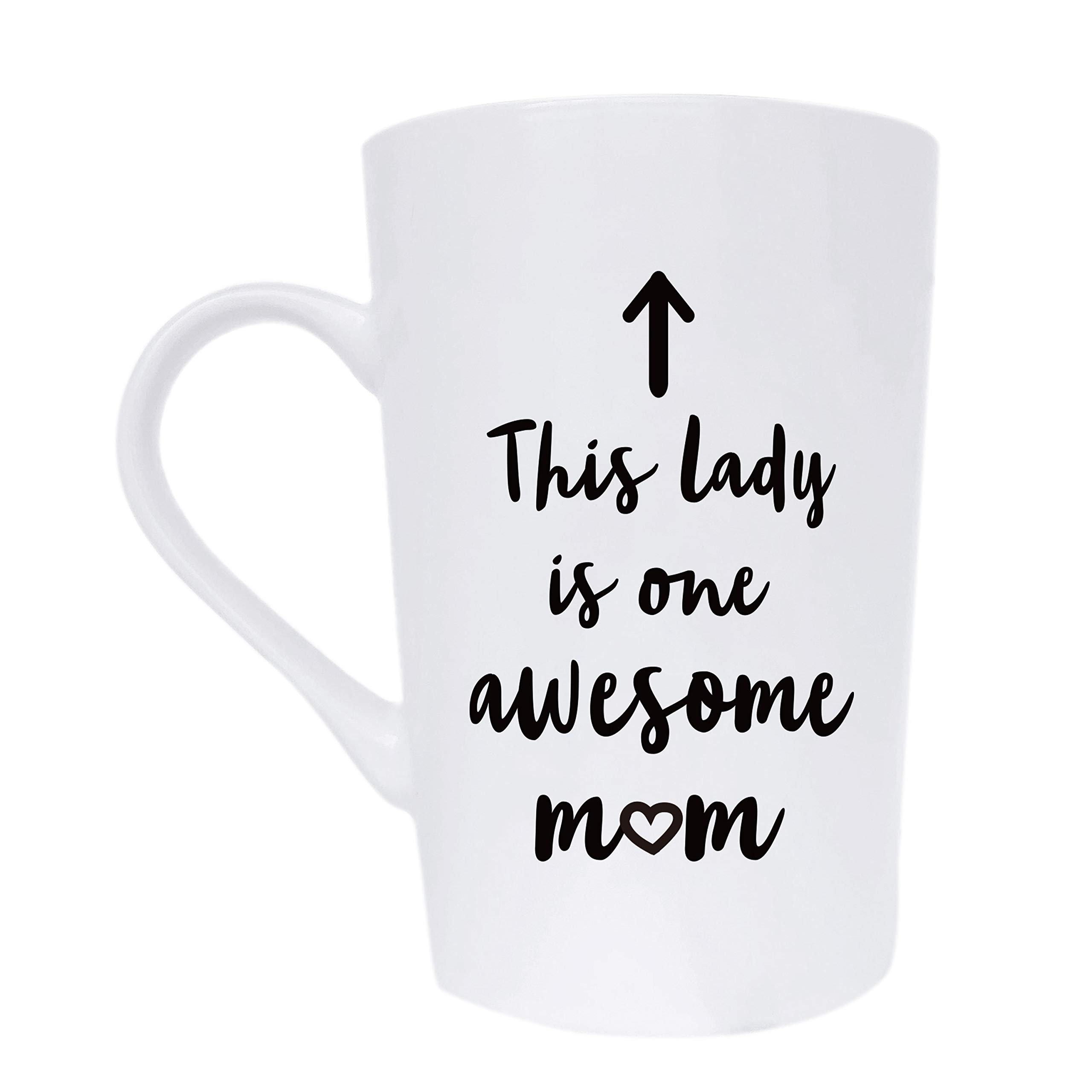 MAUAG This Lady is One Awesome Mom Coffee Mug Christmas Gifts, Funny Quote Cup for Mother's Day or Valentine's Day from Daughter Son or Husband, White 12 Oz