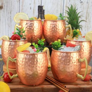 LINALL Moscow Mule Copper Mugs- Set of 6 Copper Plated Stainless Steel Mug 18oz, for Chilled Drinks (6 Pack)