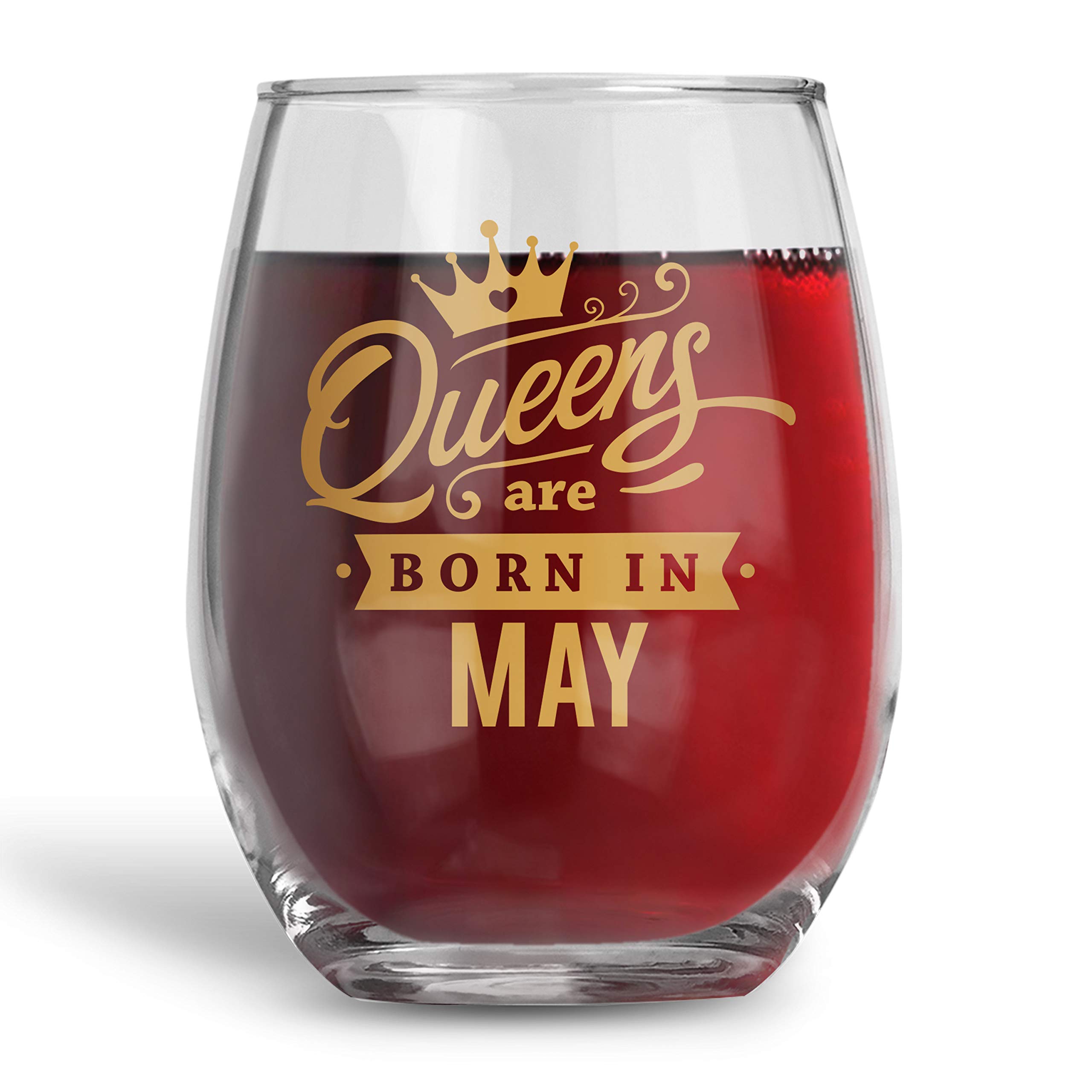 Bad Bananas Birthday Gifts For Women - Queens Are Born In May - Taurus and Gemini - 21oz Stemless Wine Glass - Unique Horoscope Gifts For Her - Happy Birthday Gifts for Moms, Best Friends, Sisters