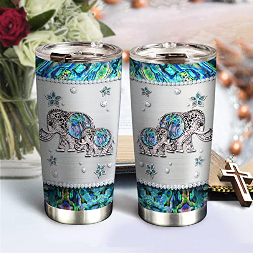 64HYDRO 20oz Elephant Gifts for Women, Men, Valentines Day Gifts for Her, Him, Coffee Thermos, Couples Gifts Animal Lovers Gifts Jewelry Elephant Tumbler Cup, Insulated Travel Coffee Mug with Lid