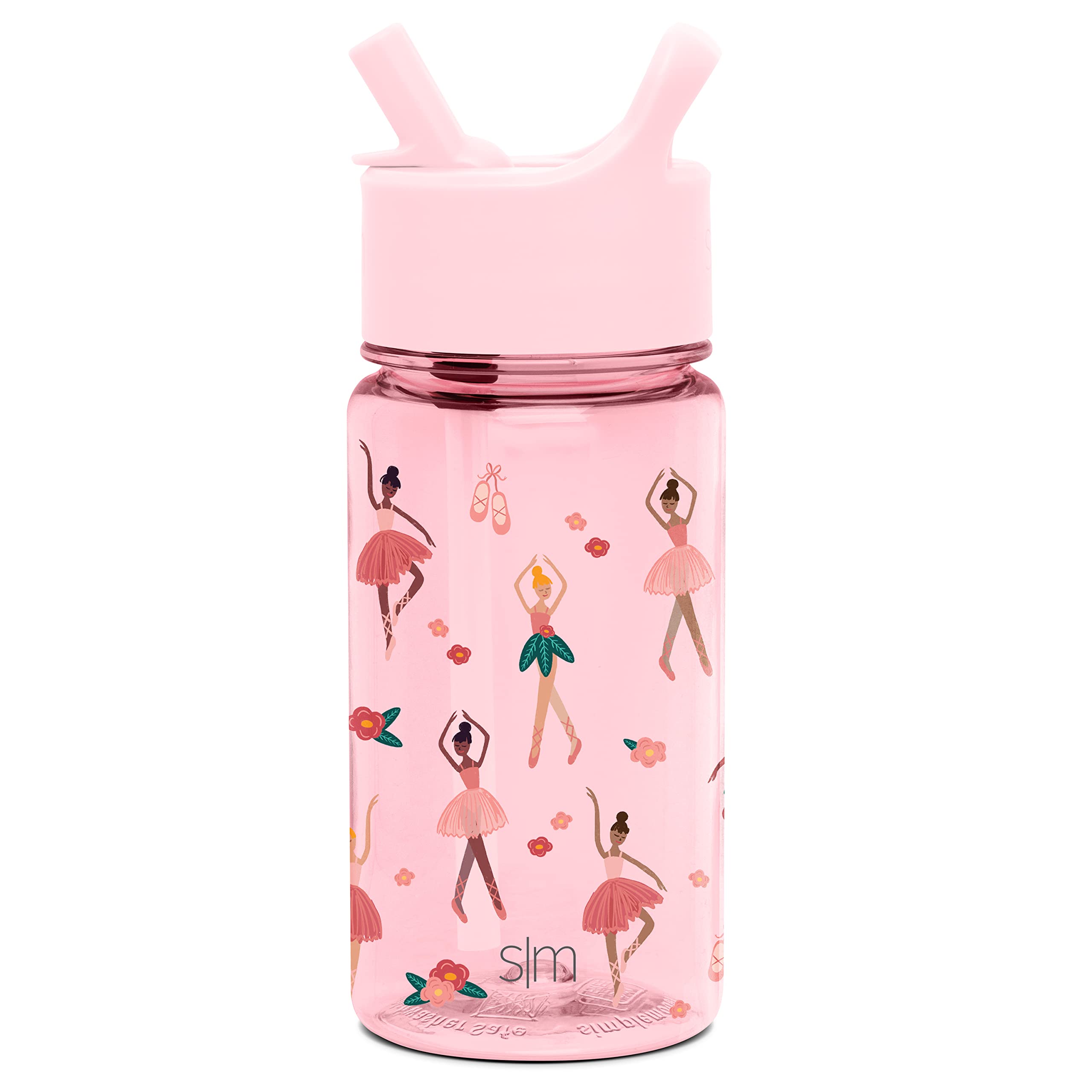 Simple Modern Kids Water Bottle Plastic BPA-Free Tritan Cup with Leak Proof Straw Lid | Reusable and Durable for Toddlers, Boys, Girls | Summit Collection | 16oz, Pink Ballerina