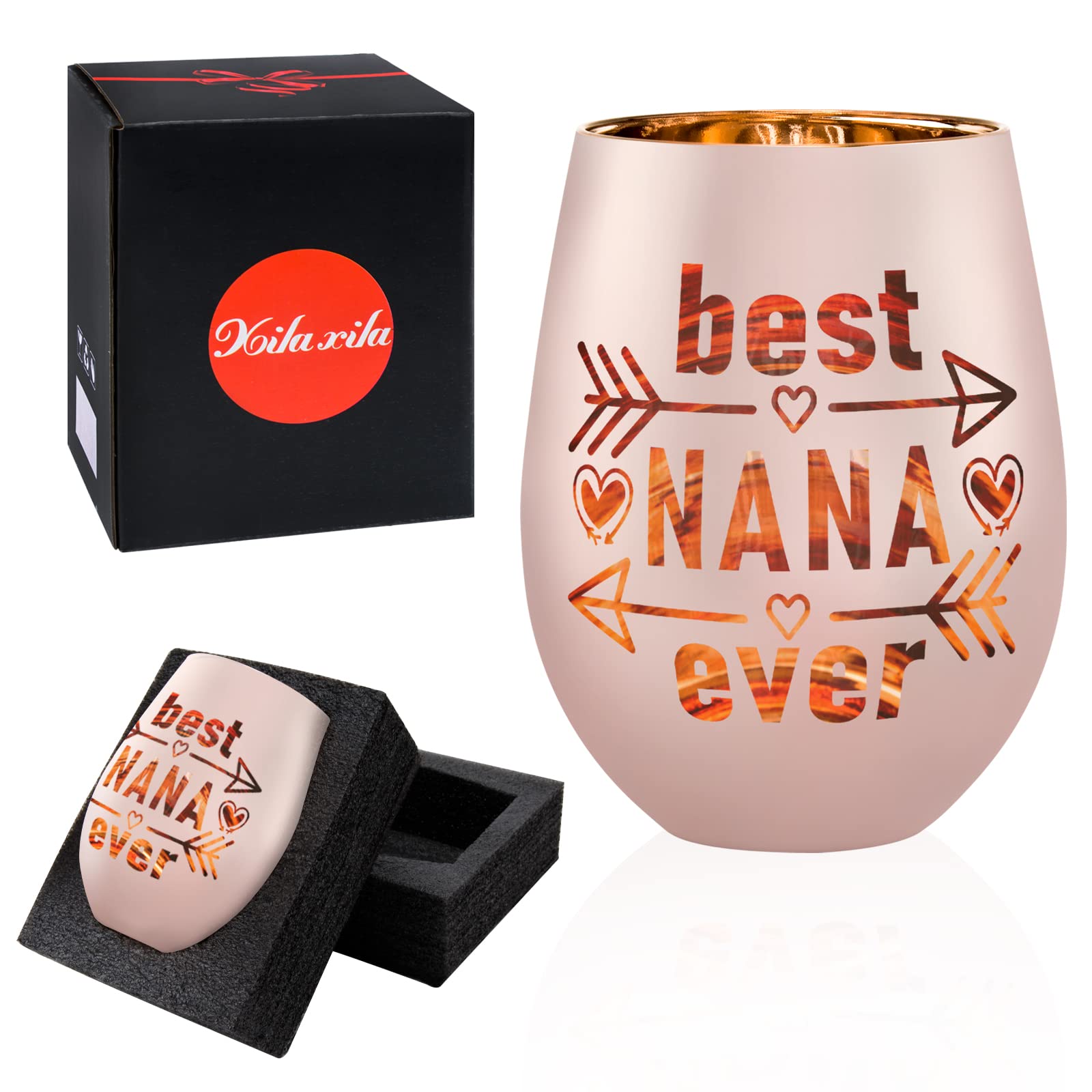 xilaxila Nana Gifts- Best Nana Ever Wine Glass- Mother's Day Gifts for Grandma From Grandkids