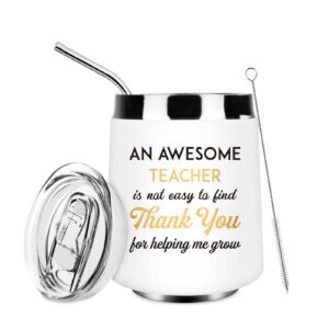 Teacher Gifts - An Awesome Teacher Stainless Steel Wine Tumbler 12Oz, Funny Teacher's Day Gift, Teacher Appreciation Gift,Thank you Gift,Birthday Gift,Graduation Gift for Teachers from Student
