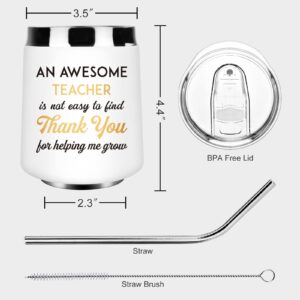 Teacher Gifts - An Awesome Teacher Stainless Steel Wine Tumbler 12Oz, Funny Teacher's Day Gift, Teacher Appreciation Gift,Thank you Gift,Birthday Gift,Graduation Gift for Teachers from Student