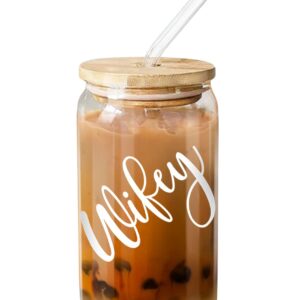 NewEleven Gifts For Wife, Her - Wife Gifts From Husband - Gifts For Her - Wife Gift Ideas For Women, Bride To Be, Fiancee, Wifey - 16 Oz Coffee Glass