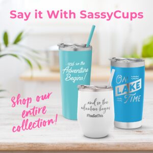 and So The Adventure Begins - Personalized Insulated Coffee Tumbler with Lid – Stainless Steel Insulated Travel Mug with Straw – Graduation, Promotion, Going Away, Job Change - Adventure Awaits