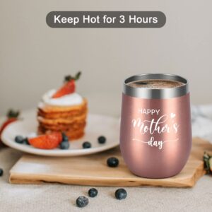 Gtmileo Mothers Day Gifts for Mom, Happy Mother’s Day Stainless Steel Wine Tumbler, Funny Mom Gifts from daughter Son, Birthday Christams Gifts for Mom New Mom Mom to Be Mother Women(12oz, Rose Gold)
