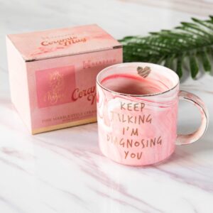 Psychology Gifts Funny Gift Idea for Psychologist, Psychiatrist, Therapist, School Counselor, Women, Boss, Mom, Coworker, Graduation - Keep Talking I'm Diagnosing You - Pink Coffee Mug 11.5oz Cup