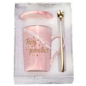 wenssy godmother gifts from godchild, fairy godmother mug, fairy godmother gifts, mothers day godmother gifts mother’s day birthday gifts for godmother 14 ounce pink with gift box