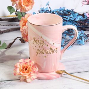 WENSSY Godmother Gifts from Godchild, Fairy Godmother Mug, Fairy Godmother Gifts, Mothers Day Godmother Gifts Mother’s Day Birthday Gifts for Godmother 14 Ounce Pink with Gift Box