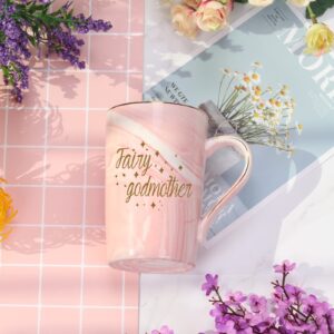 WENSSY Godmother Gifts from Godchild, Fairy Godmother Mug, Fairy Godmother Gifts, Mothers Day Godmother Gifts Mother’s Day Birthday Gifts for Godmother 14 Ounce Pink with Gift Box