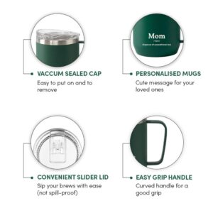 VAHDAM Mom Mug (300ml/ 10.1 Oz) - Green Small Reusable Mug | 18/8 Stainless Steel | Carry Hot & Cold Beverage | Eco-Friendly & Sustainable Tea & Coffee Mug