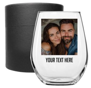 personalized wine glass - mother's day printed 17oz stemless, picture photo wine gifts for mom, wife, her - unique birthday custom wine glass personalized wine tumbler for women celebration gifts