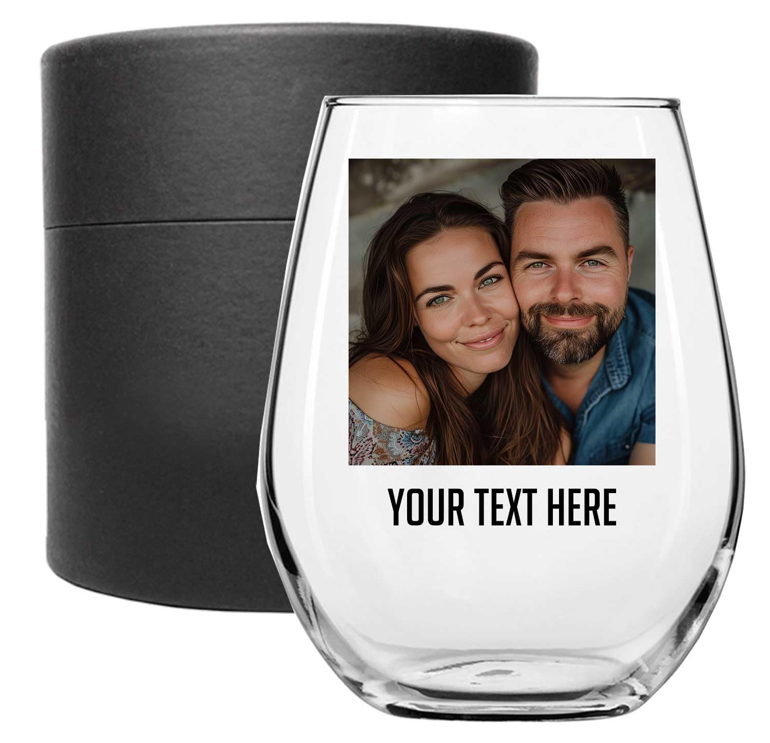 Personalized Wine Glass - Mother's Day Printed 17oz Stemless, Picture Photo Wine Gifts for Mom, Wife, Her - Unique Birthday Custom Wine Glass Personalized Wine Tumbler for Women Celebration Gifts