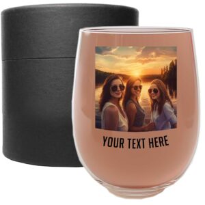 Personalized Wine Glass - Mother's Day Printed 17oz Stemless, Picture Photo Wine Gifts for Mom, Wife, Her - Unique Birthday Custom Wine Glass Personalized Wine Tumbler for Women Celebration Gifts
