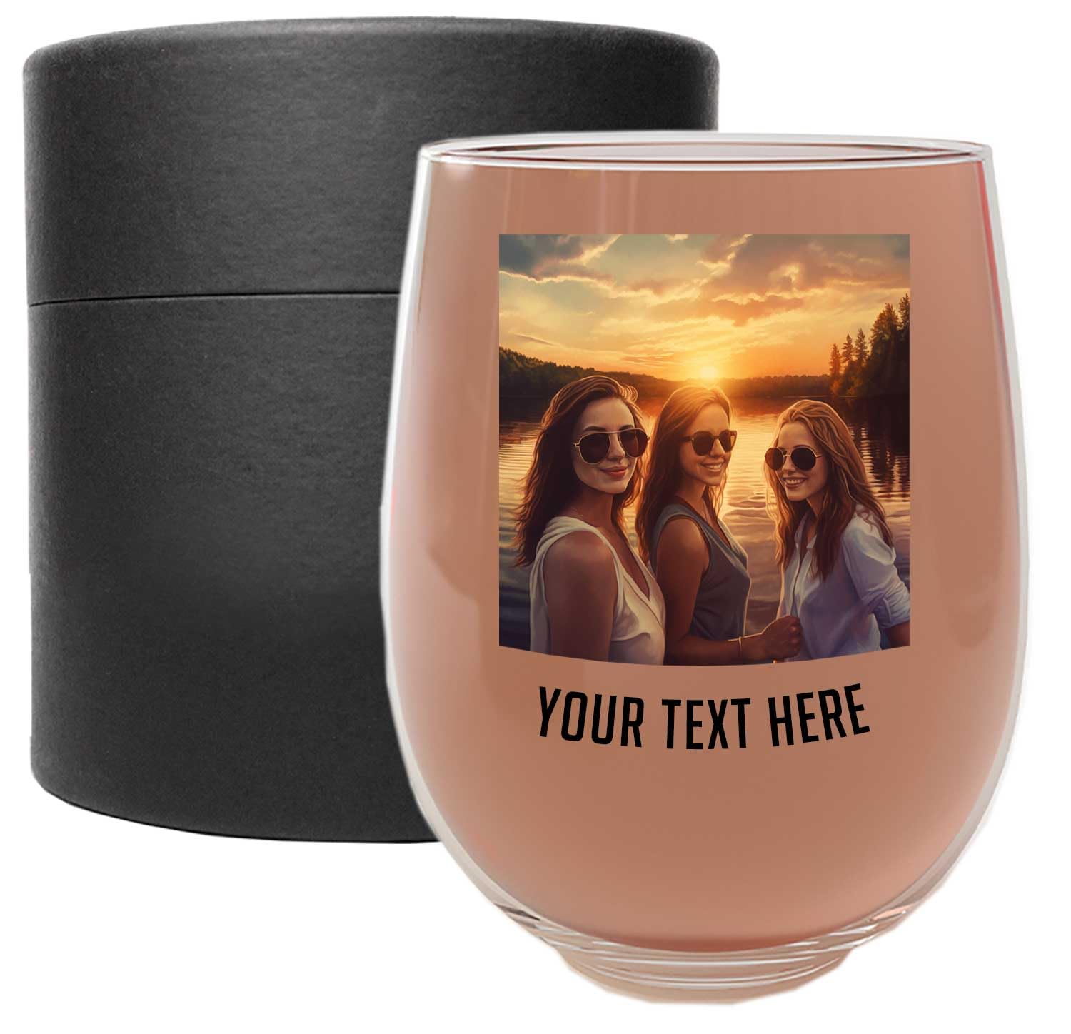 Personalized Wine Glass - Mother's Day Printed 17oz Stemless, Picture Photo Wine Gifts for Mom, Wife, Her - Unique Birthday Custom Wine Glass Personalized Wine Tumbler for Women Celebration Gifts