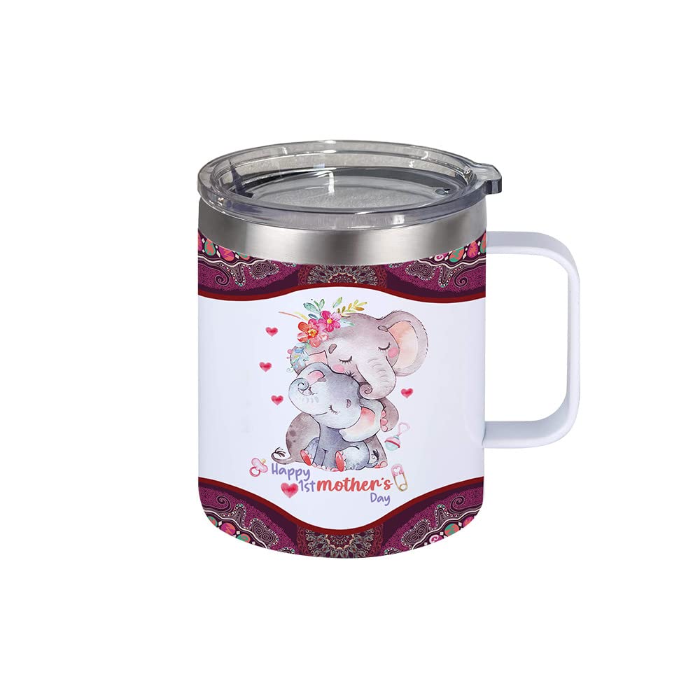 Viberty First Mothers Day Giftss - 1st Mothers Day Coffee Mug Tumbler 14 oz - New Mom Gifts 2024 - Mothers Day Gifts for Mom, Gifts for First Time Moms To Be, New Mother Gifts Ideas, Pregnancy Gifts