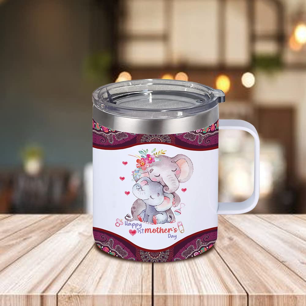 Viberty First Mothers Day Giftss - 1st Mothers Day Coffee Mug Tumbler 14 oz - New Mom Gifts 2024 - Mothers Day Gifts for Mom, Gifts for First Time Moms To Be, New Mother Gifts Ideas, Pregnancy Gifts