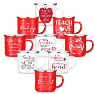 seewey teacher thank you christmas july employee appreciation gift bulk 12 oz enamel coffee mug inspirational work cups birthday teacher's day retirement farewell gifts for women coworker(9 pcs)