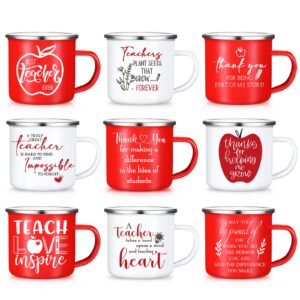 SEEWEY Teacher Thank You Christmas July Employee Appreciation Gift Bulk 12 oz Enamel Coffee Mug Inspirational Work Cups Birthday Teacher's Day Retirement Farewell Gifts for Women Coworker(9 Pcs)