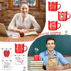 SEEWEY Teacher Thank You Christmas July Employee Appreciation Gift Bulk 12 oz Enamel Coffee Mug Inspirational Work Cups Birthday Teacher's Day Retirement Farewell Gifts for Women Coworker(9 Pcs)