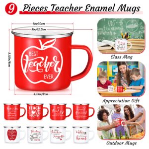 SEEWEY Teacher Thank You Christmas July Employee Appreciation Gift Bulk 12 oz Enamel Coffee Mug Inspirational Work Cups Birthday Teacher's Day Retirement Farewell Gifts for Women Coworker(9 Pcs)