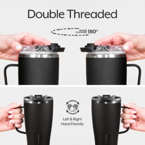 BrüMate Toddy 22oz 100% Leak Proof Insulated Coffee Mug with Handle & Lid - Stainless Steel Coffee Travel Mug - Double Walled Coffee Cup (Glitter Charcoal)