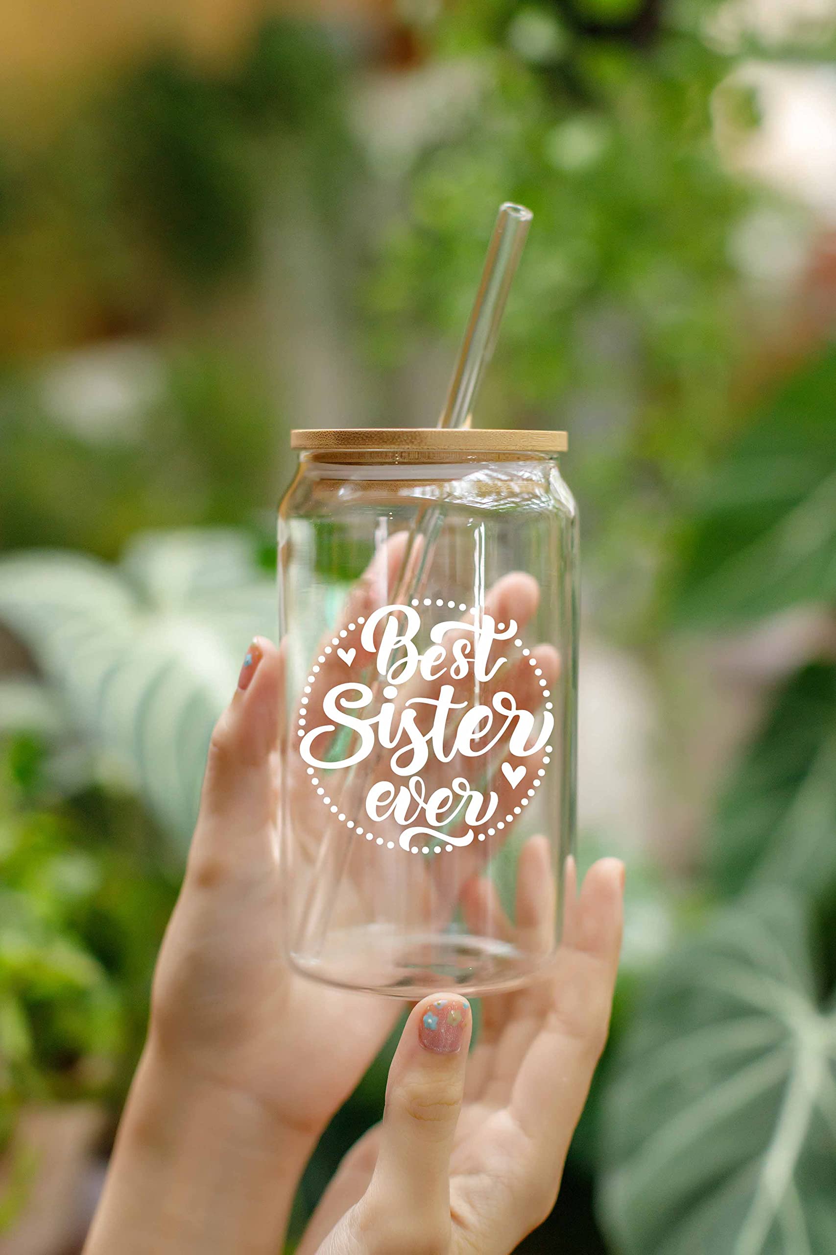 NewEleven Mothers Day Gifts For Sister From Sister, Brother - Unique Birthday Present For Sister, Soul Sister, Big Sister, Little Sister, Sister In Law, Sibling, Bestie - 16 Oz Coffee Glass