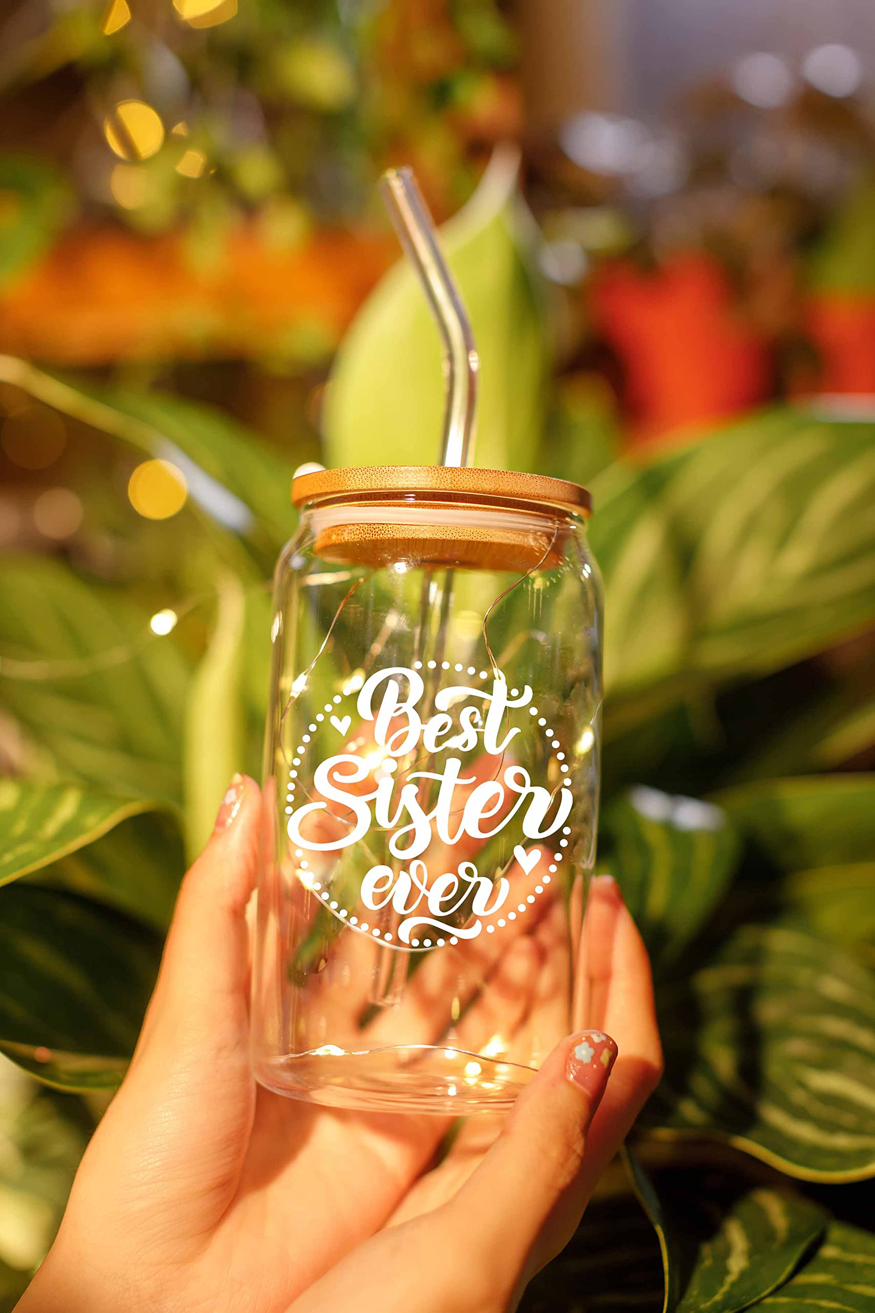 NewEleven Mothers Day Gifts For Sister From Sister, Brother - Unique Birthday Present For Sister, Soul Sister, Big Sister, Little Sister, Sister In Law, Sibling, Bestie - 16 Oz Coffee Glass