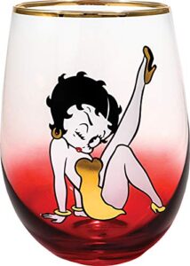 spoontiques - 21706 betty boop stemless glass, 20 ounces, red