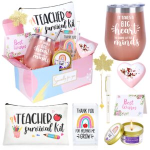 teacher gifts for women,teacher appreciation gifts,teacher christmas gifts,back to school gifts for teachers,thank you gifts for new teacher -teacher bag,candle,pen holder,12 oz teacher tumbler set