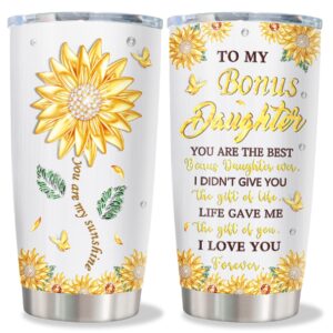 fusui bonus daughter gifts cup, gifts for bonus daughter, bonus daughter gifts from bonus mom, stepdaughter gifts from stepmom stepdad, best bonus daughter birthday gift stainless steel tumbler 20oz