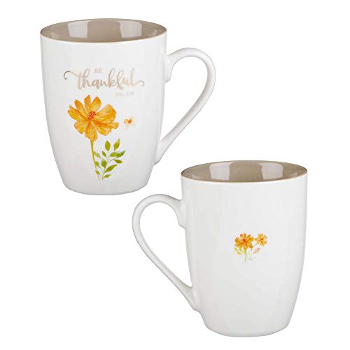 Christian Art Gifts Ceramic Coffee or Tea Mug Set for Women, Be Grateful, Faithful, Thankful, Joyful Bible Verse Mug Set, Boxed Set of 4 Coffee Cups